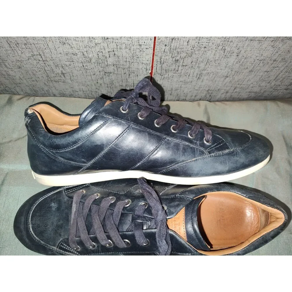 Bally Men's Navy Low Leather Shoes Sz 13D